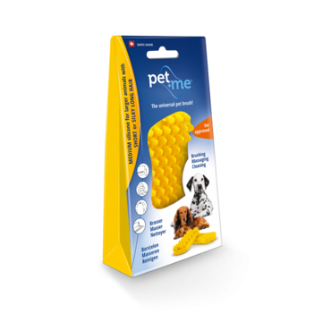 PET+ME Yellow Βούρτσα Σιλικόνης - για  Κοντό  & Σκληρό Τρίχωμα.